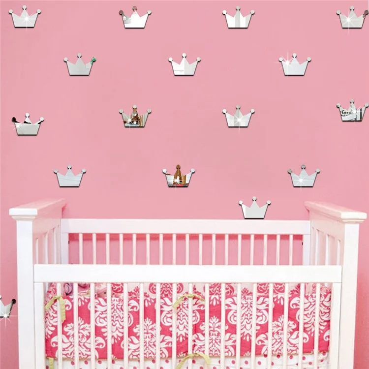 JM260 15Pcs / Set Girl's Room Decor Stickers Princess Little Crown Wall Stickers for Kid Nursery Room, Baby Room (No EN71 Certification) - Silver