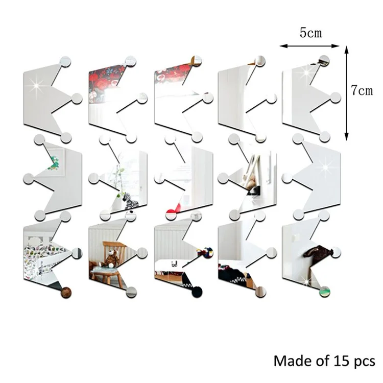 JM260 15Pcs / Set Girl's Room Decor Stickers Princess Little Crown Wall Stickers for Kid Nursery Room, Baby Room (No EN71 Certification) - Silver