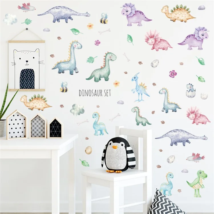 Cartoon Dinosaur Kid's Bedroom Wall Stickers Nursery Baby Little Boy Room Wall Decals Decorations (Ohne EN71-Zertifizierung)
