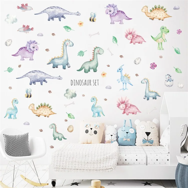 Cartoon Dinosaur Kid's Bedroom Wall Stickers Nursery Baby Little Boy Room Wall Decals Decorations (Ohne EN71-Zertifizierung)