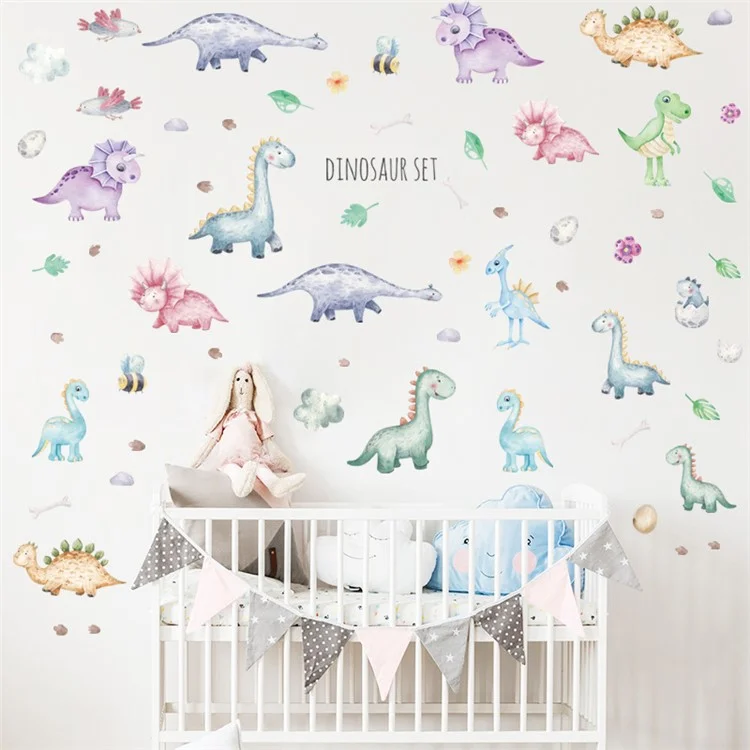 Cartoon Dinosaur Kid's Bedroom Wall Stickers Nursery Baby Little Boy Room Wall Decals Decorations (Ohne EN71-Zertifizierung)