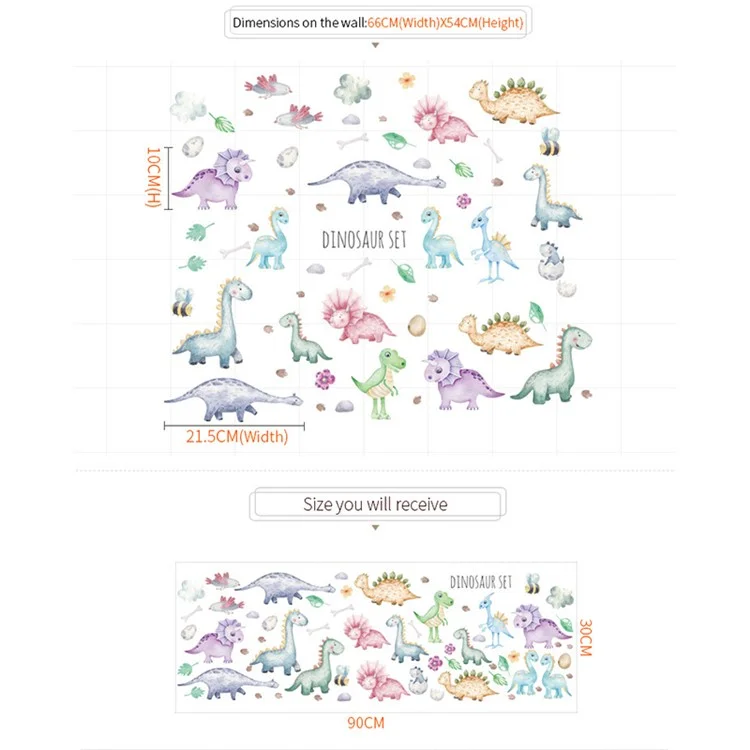 Cartoon Dinosaur Kid's Bedroom Wall Stickers Nursery Baby Little Boy Room Wall Decals Decorations (Ohne EN71-Zertifizierung)