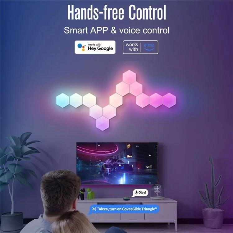 LIXINCORDA 6Pcs RGBIC LED Wall Lamp with Smart APP Voice Control DIY Hexagonal Honeycomb LED Light (Tuya WiFi Version)