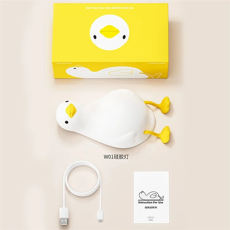Bedroom Decorative Silicone Squishy Duck Lamp Rechargeable Children LED Night Light (with Voice Function)