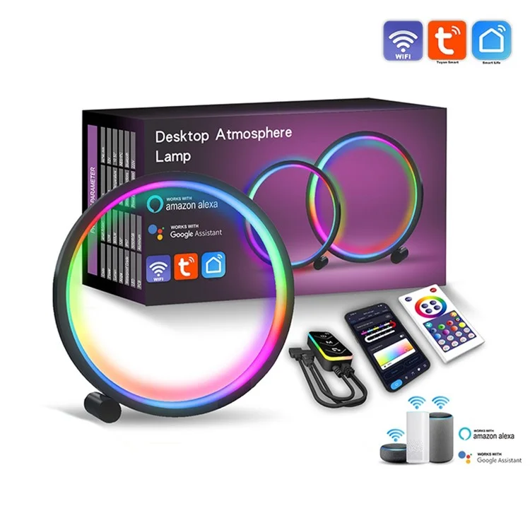 LIXINCORDA SAL052 RGBIC Luz LED inteligente de escritorio Luz ambiente en anillo Soporte Tuya WiFi