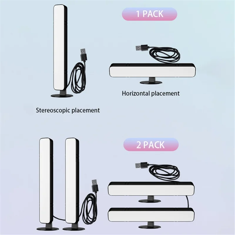 LIXINCORDA SAL042 2PCS Barre de lumière RVB de bureau pour jeux Soirée Musique Synchronisation TV Rétroéclairage pour la maison Chambre à coucher 