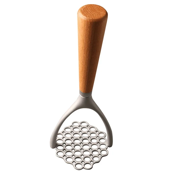 Masher de Pomme de Terre Manuel en Aluminium Pumpkin Pumpkin Fruit Pressher Pressoir Avec Une Adhérence en Bois (pas de FDA, BPA Gratuit)