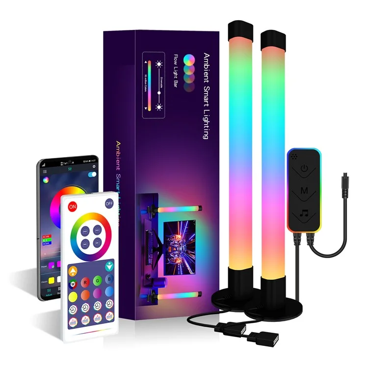 SAL006BS 2Pcs Creative Pick Up Rhythm Light Set Smart RGBIC Light Stick Gaming Ambient Light for Bedroom (Tuya WiFi)