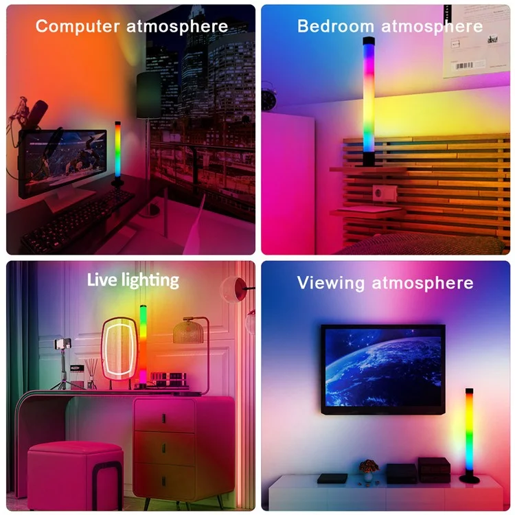 SAL006BS 2Pcs Creative Pick Up Rhythm Light Set Smart RGBIC Light Stick Gaming Ambient Light for Bedroom (Tuya WiFi)