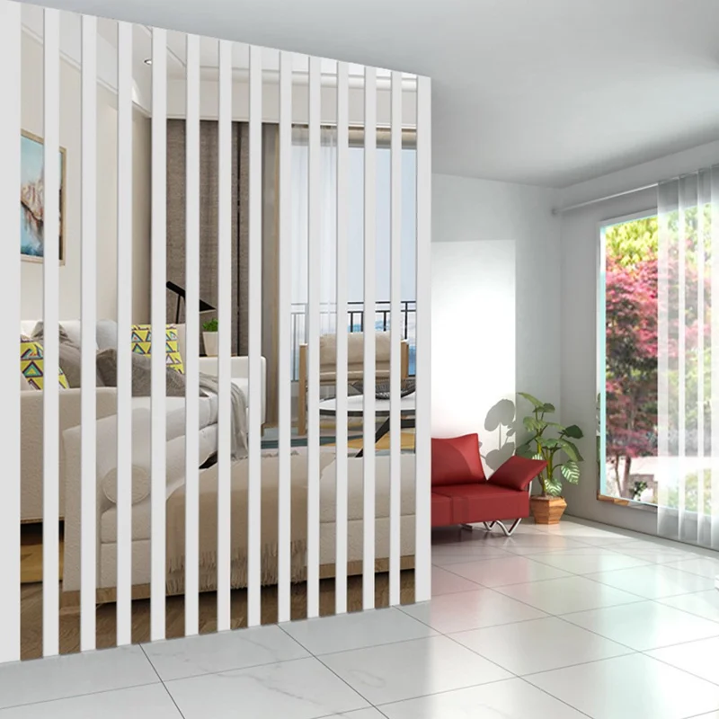 H01210 10Pcs Mirror Stripe Acrylic 3D Wall Stickers Wall Decor for Restaurant TV Background, Size S: 5x20cm - Black