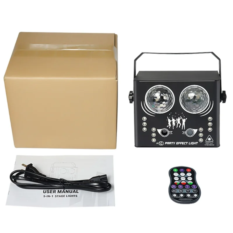 5-in-1 LED Effect Light Strobe Laser Water Streak Pattern Disco Light Lamp for Party Club Bar - US Plug