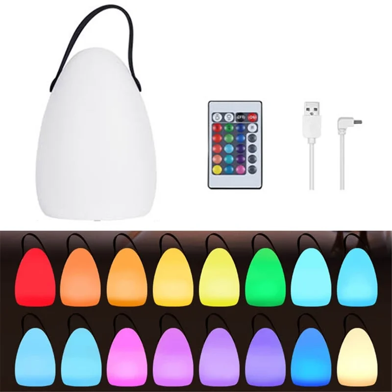 Egg Shape Portable Lantern Table Lamp 16 Colors USB Rechargeable Camping Tent LED Light with Remote Controller
