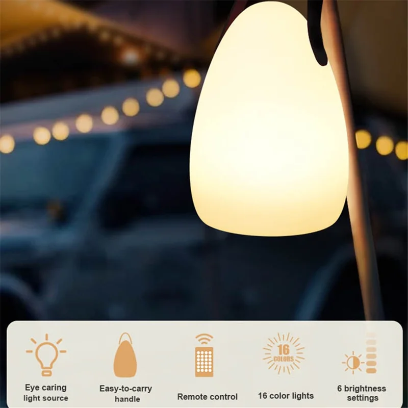 Egg Shape Portable Lantern Table Lamp 16 Colors USB Rechargeable Camping Tent LED Light with Remote Controller