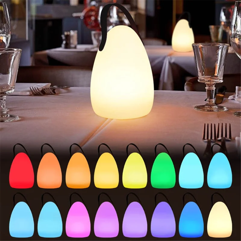 Egg Shape Portable Lantern Table Lamp 16 Colors USB Rechargeable Camping Tent LED Light with Remote Controller