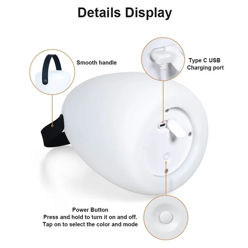 Egg Shape Portable Lantern Table Lamp 16 Colors USB Rechargeable Camping Tent LED Light with Remote Controller
