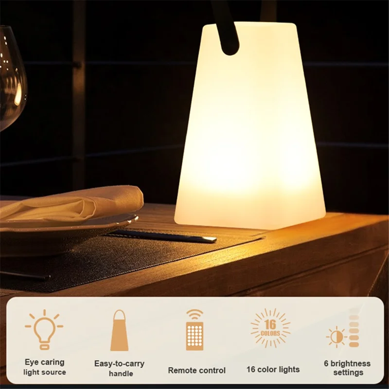 Trapezoid Portable Lantern Lamp 16 Colors Brightness Adjustable USB Rechargeable LED Light with Remote Controller
