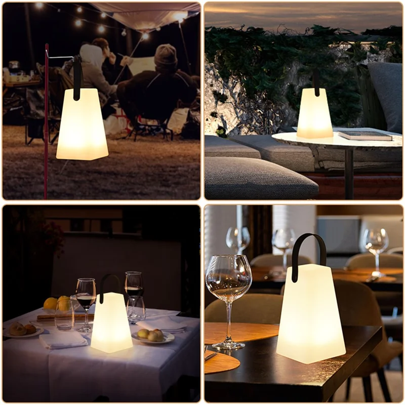 Trapezoid Portable Lantern Lamp 16 Colors Brightness Adjustable USB Rechargeable LED Light with Remote Controller