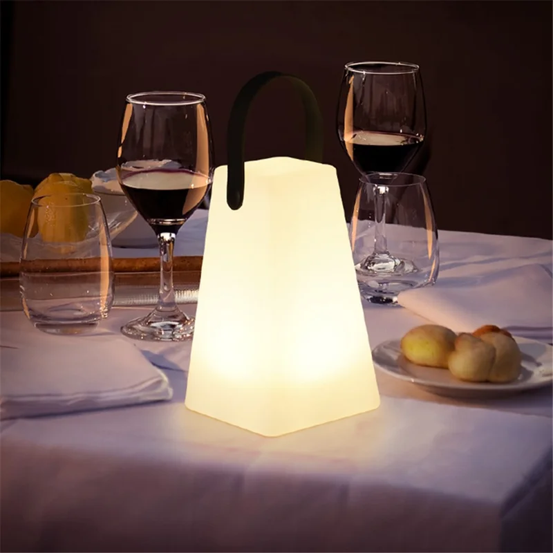 Trapezoid Portable Lantern Lamp 16 Colors Brightness Adjustable USB Rechargeable LED Light with Remote Controller