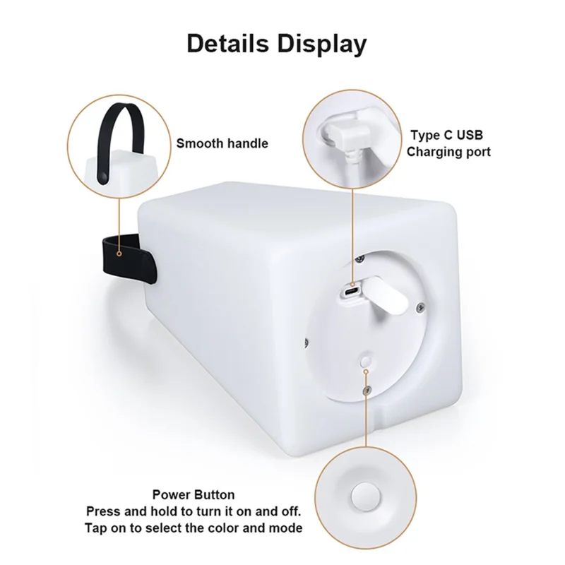 Trapezoid Portable Lantern Lamp 16 Colors Brightness Adjustable USB Rechargeable LED Light with Remote Controller