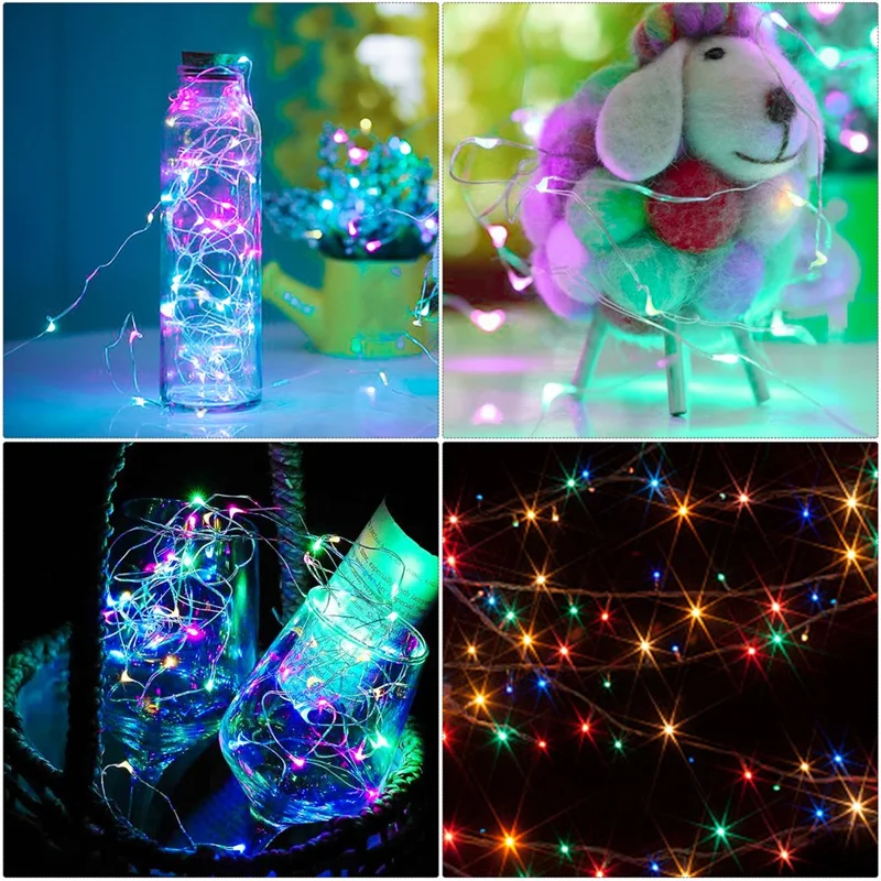 6Pcs / Set 1m 10-LED Wine Bottle Plug String Light Copper Wire LED Christmas Festival Lighting Decor - Multi-Color