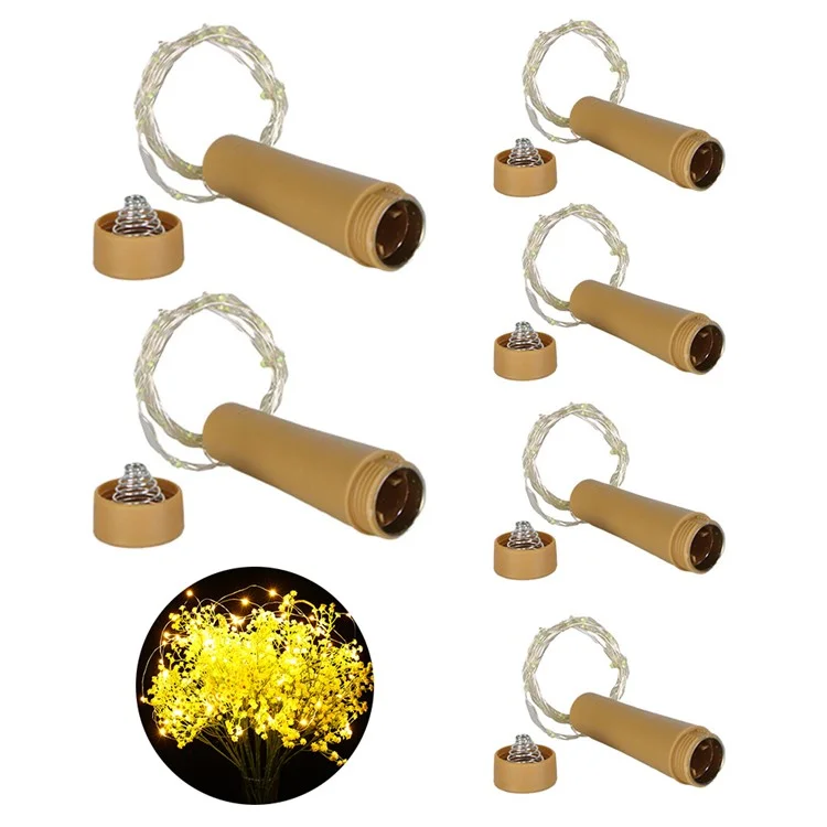 6 Stück / Set 1m 10-LED Weinflasche Stecker Lichterkette Kupferdraht LED Weihnachten Festival Beleuchtung Dekoration - warmweißes Licht