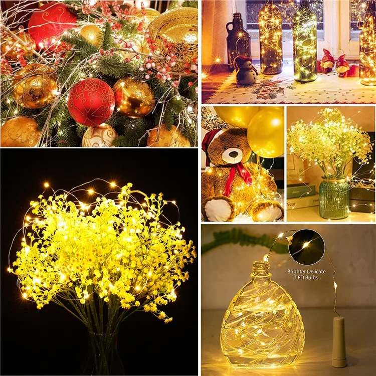 6 Stück / Set 1m 10-LED Weinflasche Stecker Lichterkette Kupferdraht LED Weihnachten Festival Beleuchtung Dekoration - warmweißes Licht