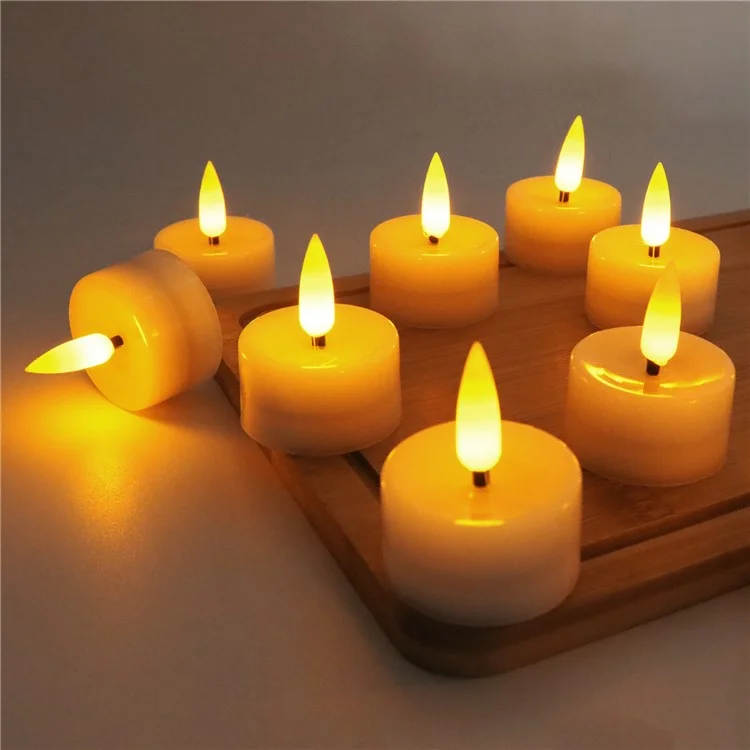 12 Piezas / Establezca Una Pequeña Lámpara de Mesas de Velas Electrónicas de Batería LED de Luz Sin Envejecimiento Para Calabazas, Decoraciones de Bodas, Navidad, Decoración Del Hogar - Luz Blanca Cálida