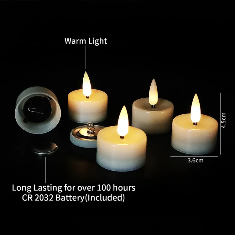 12Peças / Conjunto Pequeno Sem Chama LED Light Battery Electronic Candles Tables Lamp for Pumpkins, Decorações de Casamento, Natal, Decoração de Casa - Luz Branca Quente