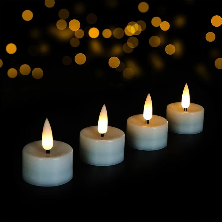 12Peças / Conjunto Pequeno Sem Chama LED Light Battery Electronic Candles Tables Lamp for Pumpkins, Decorações de Casamento, Natal, Decoração de Casa - Luz Branca Quente