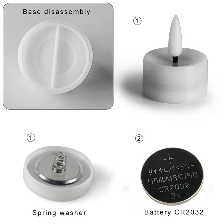 12Peças / Conjunto Pequeno Sem Chama LED Light Battery Electronic Candles Tables Lamp for Pumpkins, Decorações de Casamento, Natal, Decoração de Casa - Luz Branca Quente