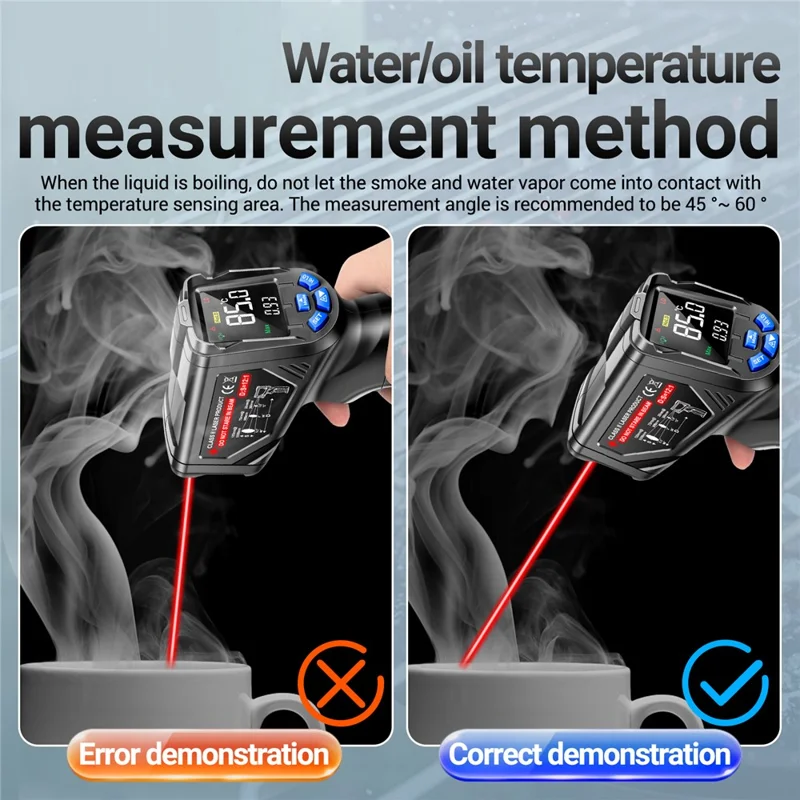 Aneng Th06 Pistola de Temperatura Del Termómetro Infrarrojo Digital -20 ° a 750 ° Holpación Industrial de Pantalla de Interricio - Negro