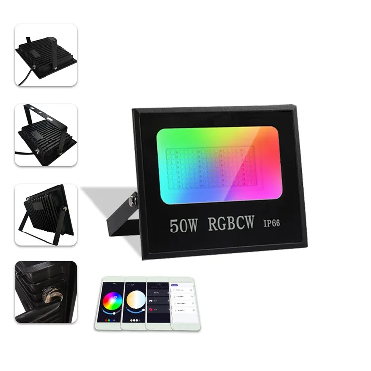 50W Tuya APP Smart LED Light IP66 Impermeabile Lampada RGB a colori per Esterni Fabbrica Magazzino Faretto da Esterno