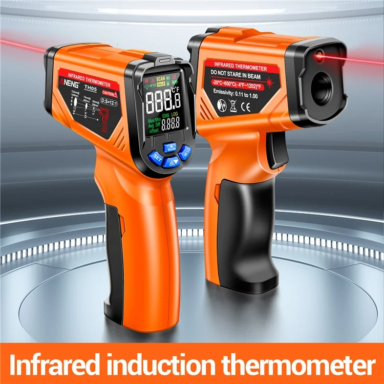 ANENG TH05 Portable Infrared Thermometers Handheld -20~650 Degree Temp Measurement with Digital Display - Orange