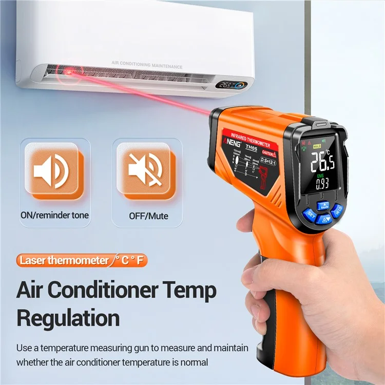 Aneng Th05 Thermomètres Infrarouges Portables Mesure de la Température à 650 Degrés Avec Affichage Numérique - Orange