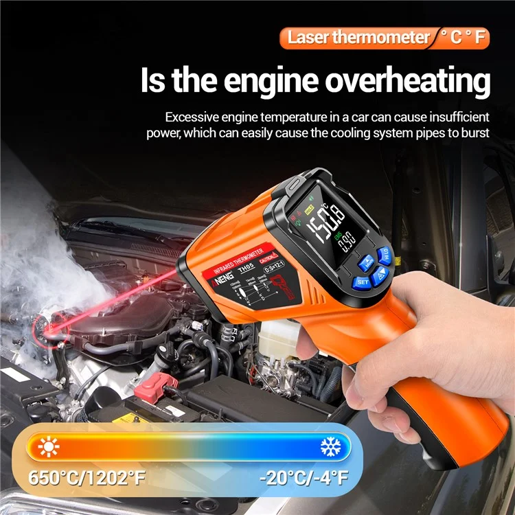 ANENG TH05 Portable Infrared Thermometers Handheld -20~650 Degree Temp Measurement with Digital Display - Orange