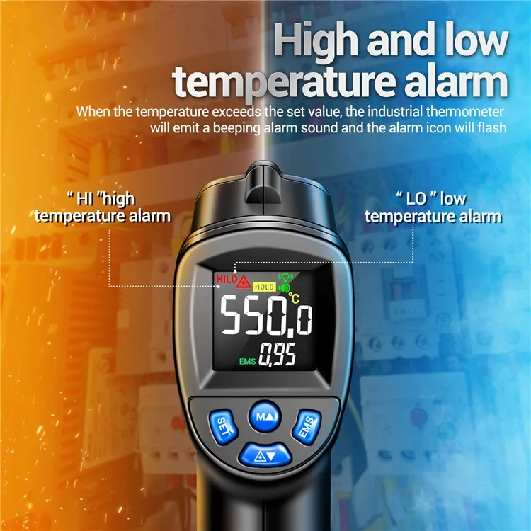 ANENG TH104 Farbbildschirm-Infrarot-Thermometer tragbar -50 bis 550 Grad Temperaturmessung für Industrie, Küche