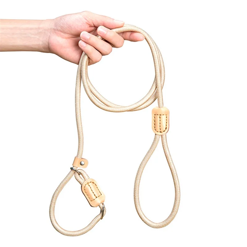 AIWO 1.7mx8mm High-Strength Knitted Dog Leash Pet Traction Rope Walking Training Lead Leash - Light Coffee Color