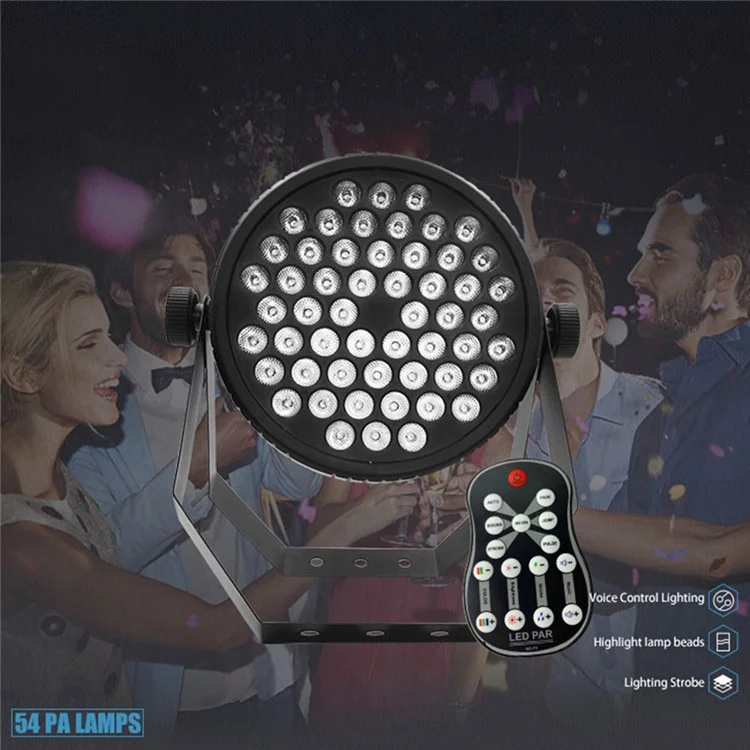 Lumière de scène à LED RVB 54 1W avec télécommande à 2 poignées pour éclairage d'ambiance pour club, KTV, discothèque, fête