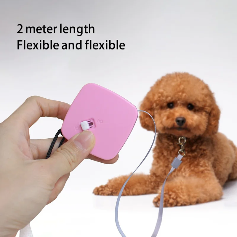 2m Retractable Dog Leash Anti-Pull Strong Nylon Tape Pet Traction Rope for Small Cats Dogs Gifts under 10kg - Square / White