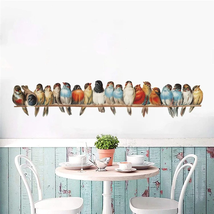 yj2028 PVC Birds Wall Decal Tree Branch Flower Wall Sticker Removable Wall Decor DIY Art Home Decoration
