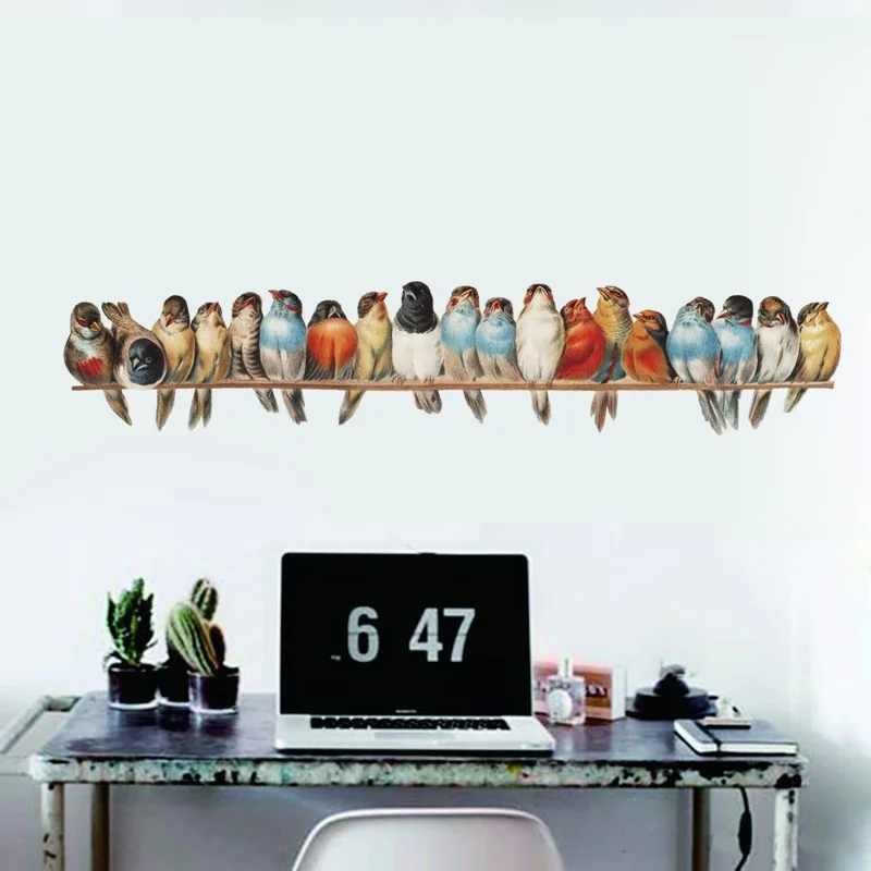 yj2028 PVC Birds Wall Decal Tree Branch Flower Wall Sticker Removable Wall Decor DIY Art Home Decoration