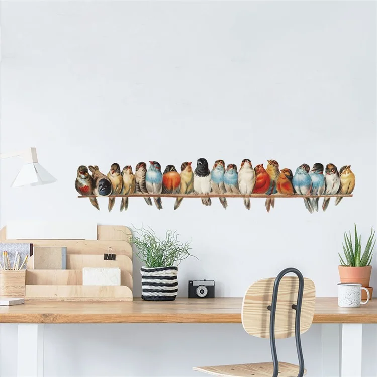 yj2028 PVC Birds Wall Decal Tree Branch Flower Wall Sticker Removable Wall Decor DIY Art Home Decoration