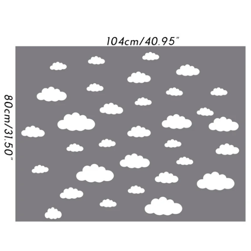 YJ9301 4 Sheets PVC Wall Decor DIY Art Wall Decal Beautiful Cloud Removable Wall Sticker Home Decoration - White