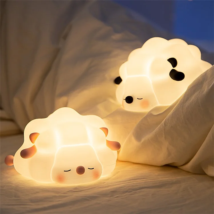 K-1156 Cute Sheep Bedside Sleeping Light Children Creative Night Light Touch Control Dimming Silicone Lamp (CE, FCC, CPC Certificated) - Negro