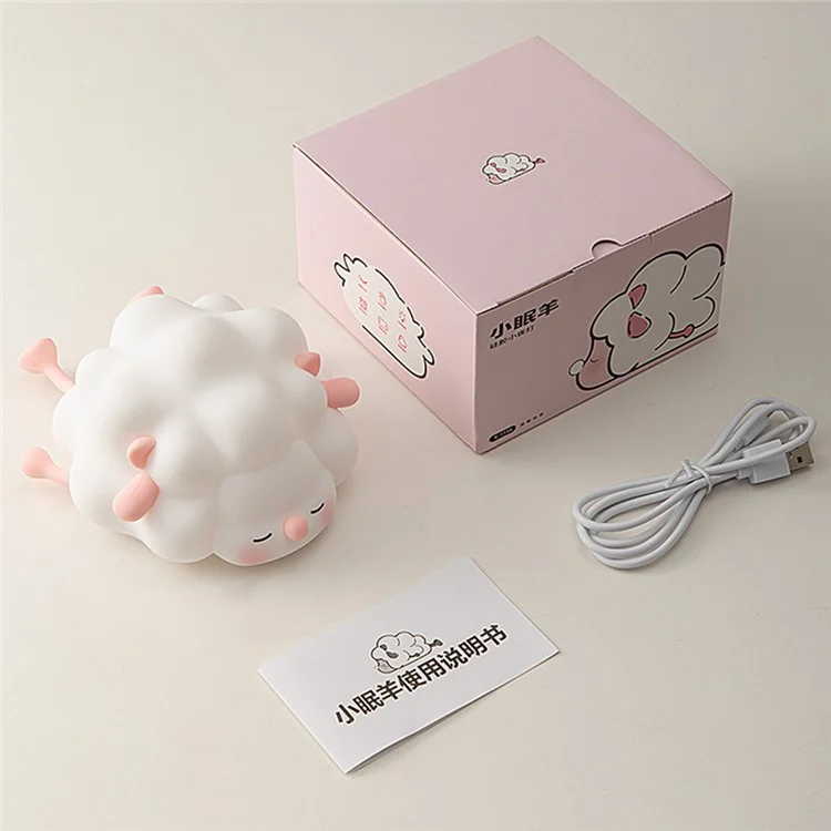 K-1156 Cute Sheep Bedside Sleeping Light Children Creative Night Light Touch Control Dimming Silicone Lamp (CE, FCC, CPC Certificated) - Negro
