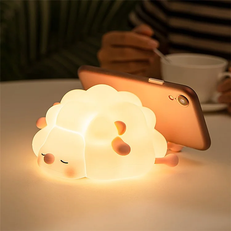 K-1156 Cute Sheep Bedside Sleeping Light Children Creative Night Light Touch Control Dimming Silicone Lamp (CE, FCC, CPC Certificated) - Negro