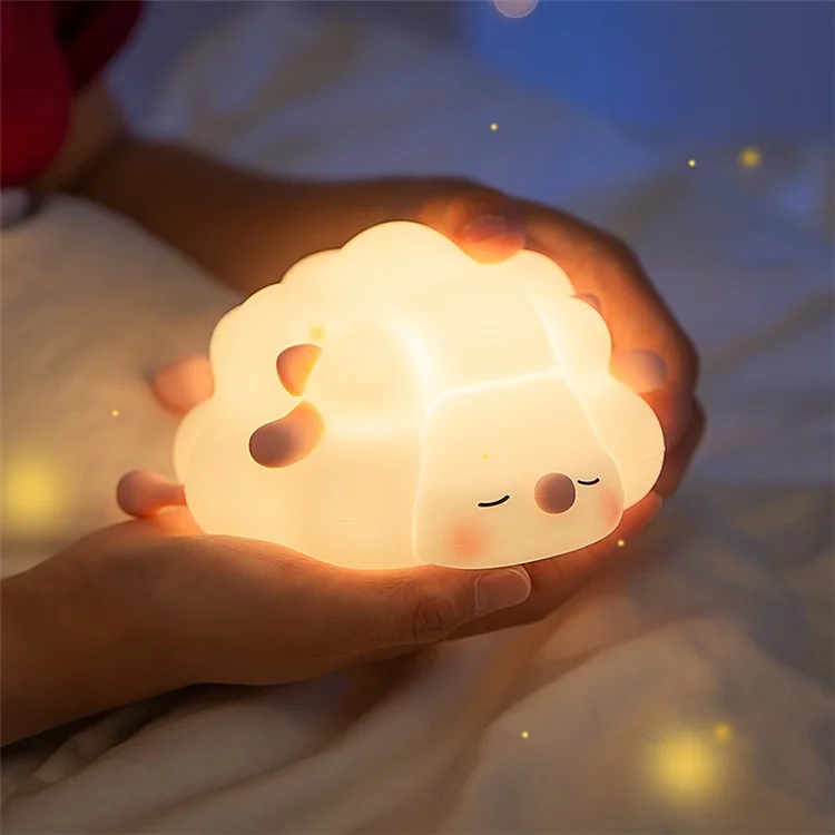 K-1156 Cute Sheep Bedside Sleeping Light Children Creative Night Light Touch Control Dimming Silicone Lamp (CE, FCC, CPC Certificated) - Negro