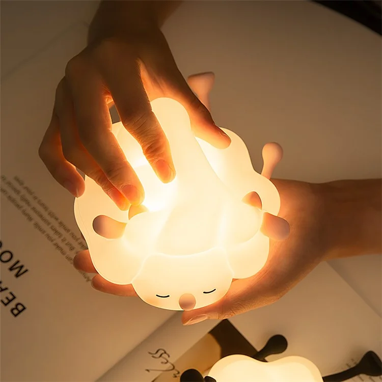K-1156 Cute Sheep Bedside Sleeping Light Children Creative Night Light Touch Control Dimming Silicone Lamp (CE, FCC, CPC Certificated) - Negro
