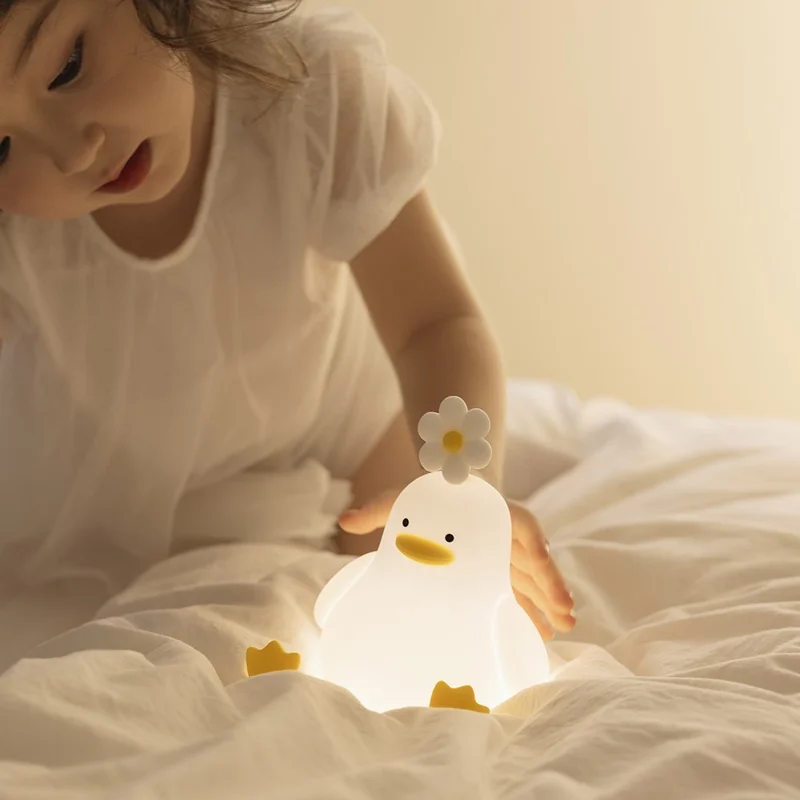 LLD-D09 Creative Duck Night Light Bedside Sleeping Light 3-Level Brightness Adjustment Touch Control Lamp with Phone Holder