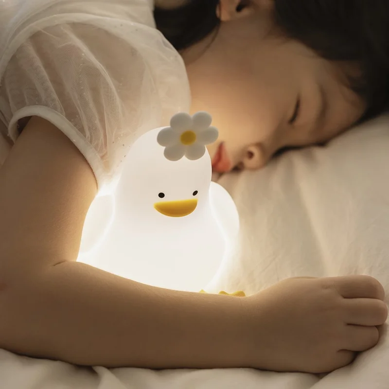 LLD-D09 Creative Duck Night Light Bedside Sleeping Light 3-Level Brightness Adjustment Touch Control Lamp with Phone Holder